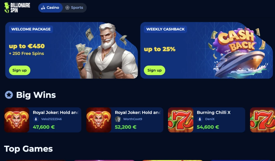 Billionairespin Kryptowährungen